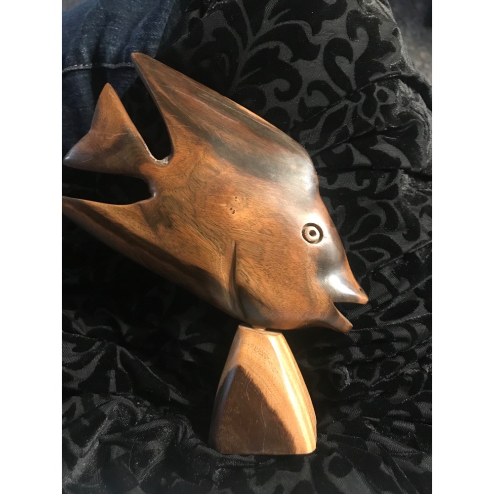 Vintage MCM Mid Century‎ Modern Fish Carved Wood Sculpture